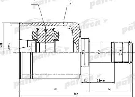 Patron PCV1513 - Шарнирный комплект, ШРУС, приводной вал autospares.lv