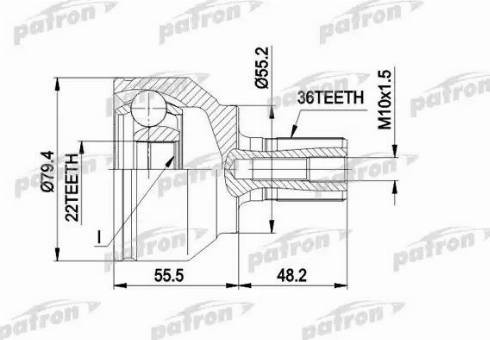 Patron PCV1603 - Шарнирный комплект, ШРУС, приводной вал autospares.lv