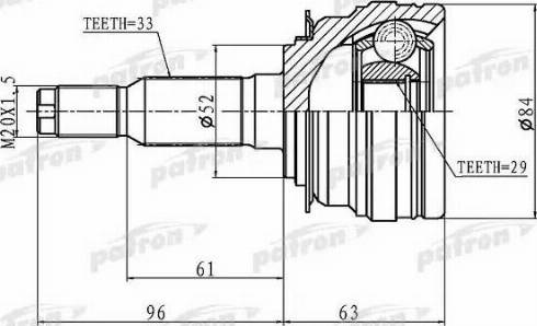 Patron PCV1095 - Шарнирный комплект, ШРУС, приводной вал autospares.lv