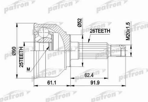 Patron PCV1042 - Шарнирный комплект, ШРУС, приводной вал autospares.lv