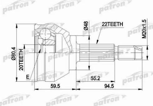 Patron PCV1055 - Шарнирный комплект, ШРУС, приводной вал autospares.lv