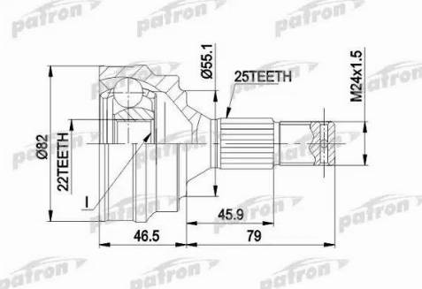 Patron PCV1015 - Шарнирный комплект, ШРУС, приводной вал autospares.lv