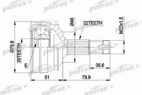 Patron PCV1013 - Шарнирный комплект, ШРУС, приводной вал autospares.lv