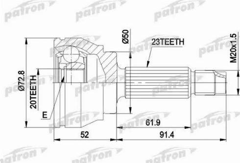 Patron PCV1037 - Шарнирный комплект, ШРУС, приводной вал autospares.lv