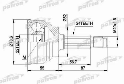 Patron PCV1024 - Шарнирный комплект, ШРУС, приводной вал autospares.lv