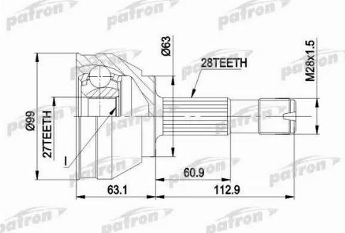 Patron PCV1020 - Шарнирный комплект, ШРУС, приводной вал autospares.lv