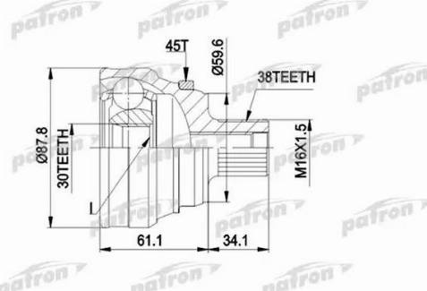 Patron PCV1140 - Шарнирный комплект, ШРУС, приводной вал autospares.lv