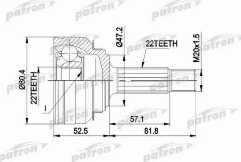 Patron PCV1158 - Шарнирный комплект, ШРУС, приводной вал autospares.lv