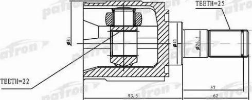 Patron PCV1168 - Шарнирный комплект, ШРУС, приводной вал autospares.lv