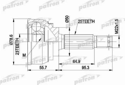 Patron PCV1104 - Шарнирный комплект, ШРУС, приводной вал autospares.lv