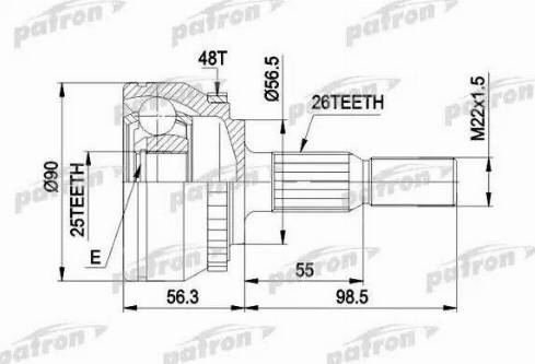 Patron PCV1133 - Шарнирный комплект, ШРУС, приводной вал autospares.lv