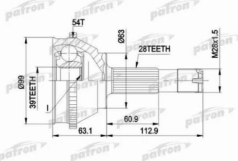 Patron PCV1120 - Шарнирный комплект, ШРУС, приводной вал autospares.lv