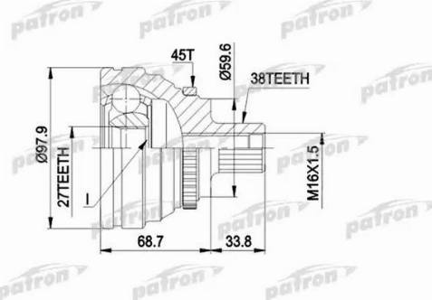 Patron PCV1174 - Шарнирный комплект, ШРУС, приводной вал autospares.lv