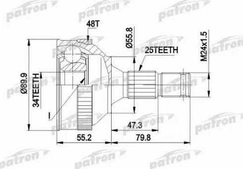 Patron PCV1176 - Шарнирный комплект, ШРУС, приводной вал autospares.lv