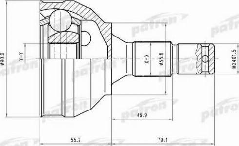 Patron PCV1177 - Шарнирный комплект, ШРУС, приводной вал autospares.lv