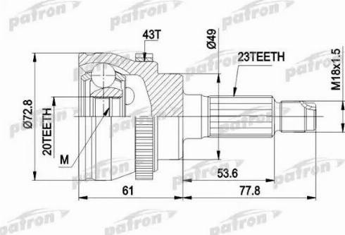 Patron PCV1394 - Шарнирный комплект, ШРУС, приводной вал autospares.lv