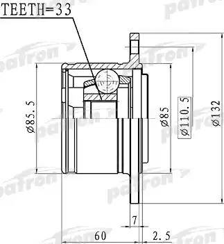 Patron PCV1391 - Шарнирный комплект, ШРУС, приводной вал autospares.lv