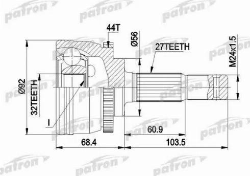 Patron PCV1349 - Шарнирный комплект, ШРУС, приводной вал autospares.lv