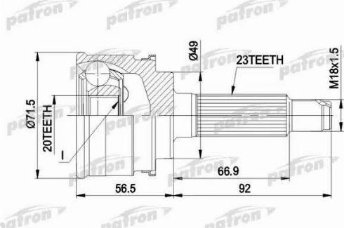 Patron PCV1360 - Шарнирный комплект, ШРУС, приводной вал autospares.lv