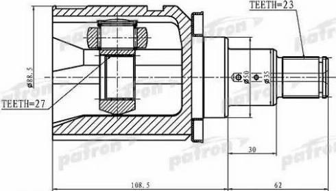 Patron PCV1362 - Шарнирный комплект, ШРУС, приводной вал autospares.lv