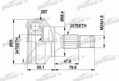 Patron PCV1302 - Шарнирный комплект, ШРУС, приводной вал autospares.lv