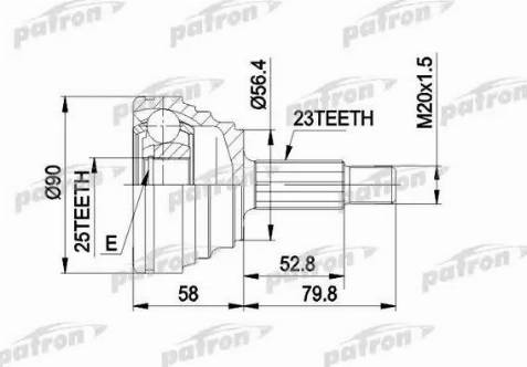 Patron PCV1316 - Шарнирный комплект, ШРУС, приводной вал autospares.lv