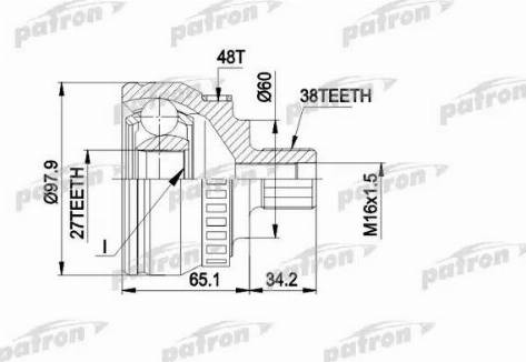 Patron PCV1389 - Шарнирный комплект, ШРУС, приводной вал autospares.lv