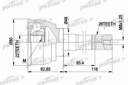 Patron PCV1380 - Шарнирный комплект, ШРУС, приводной вал autospares.lv