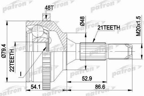 Patron PCV1382 - Шарнирный комплект, ШРУС, приводной вал autospares.lv