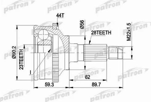 Patron PCV1335 - Шарнирный комплект, ШРУС, приводной вал autospares.lv