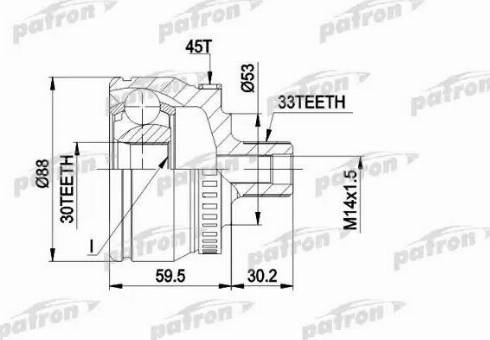 Patron PCV1375 - Шарнирный комплект, ШРУС, приводной вал autospares.lv