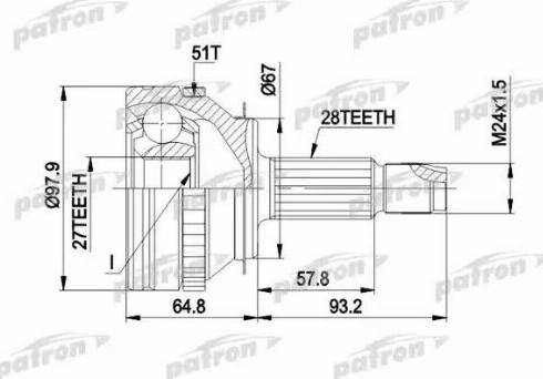 Patron PCV1371 - Шарнирный комплект, ШРУС, приводной вал autospares.lv