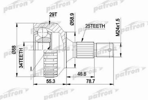 Patron PCV1292 - Шарнирный комплект, ШРУС, приводной вал autospares.lv