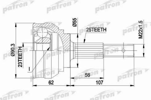 Patron PCV1248 - Шарнирный комплект, ШРУС, приводной вал autospares.lv