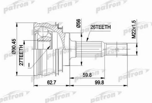 Patron PCV1207 - Шарнирный комплект, ШРУС, приводной вал autospares.lv