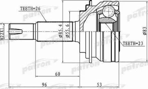 Patron PCV1219 - Шарнирный комплект, ШРУС, приводной вал autospares.lv