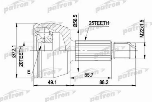 Patron PCV1283 - Шарнирный комплект, ШРУС, приводной вал autospares.lv