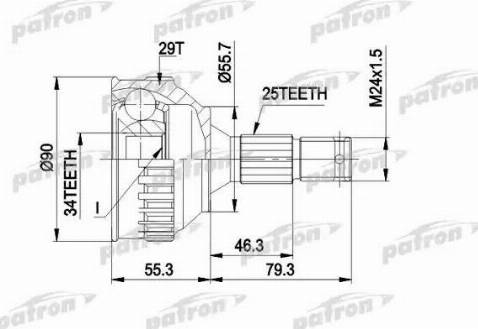 Patron PCV1282 - Шарнирный комплект, ШРУС, приводной вал autospares.lv