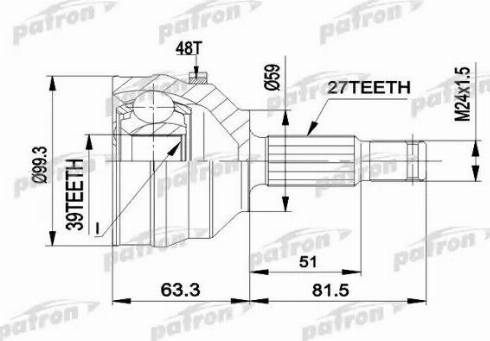 Patron PCV1224 - Шарнирный комплект, ШРУС, приводной вал autospares.lv