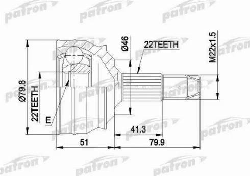 Patron PCV1226 - Шарнирный комплект, ШРУС, приводной вал autospares.lv