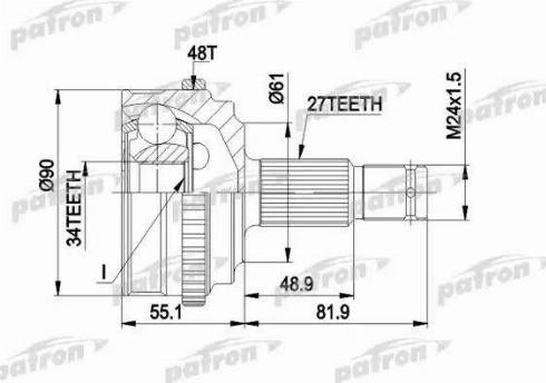 Patron PCV1222 - Шарнирный комплект, ШРУС, приводной вал autospares.lv