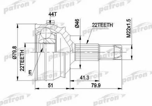 Patron PCV1227 - Шарнирный комплект, ШРУС, приводной вал autospares.lv