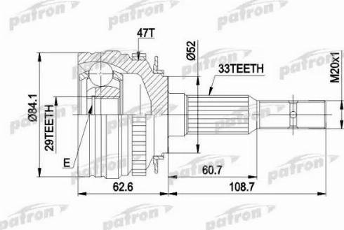 Patron PCV1279 - Шарнирный комплект, ШРУС, приводной вал autospares.lv