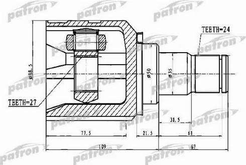 Patron PCV1742 - Шарнир, ШРУС, приводной вал autospares.lv