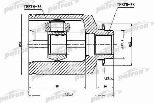 Patron PCV1753 - Шарнир, ШРУС, приводной вал autospares.lv