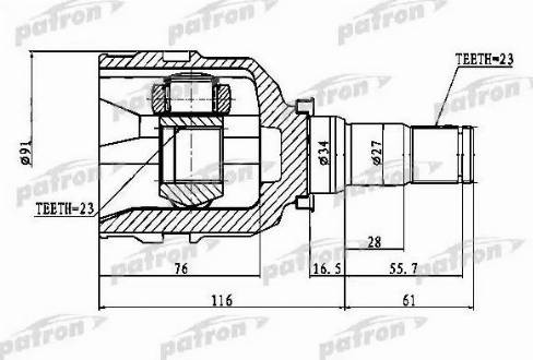 Patron PCV1768 - Шарнир, ШРУС, приводной вал autospares.lv