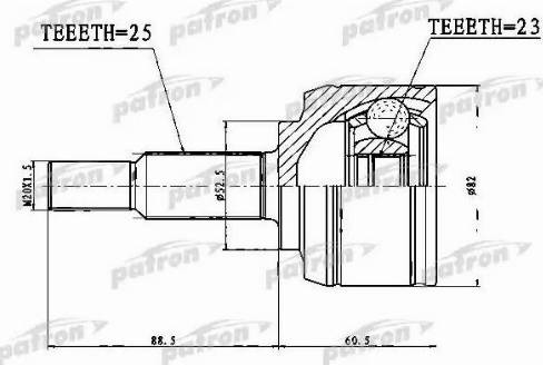 Patron PCV1767 - Шарнирный комплект, ШРУС, приводной вал autospares.lv