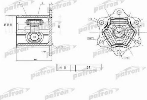 Patron PCV1783 - Шарнирный комплект, ШРУС, приводной вал autospares.lv