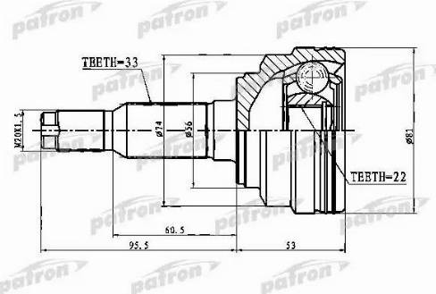 Patron PCV1776 - Шарнир, ШРУС, приводной вал autospares.lv