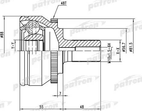 Patron PCV3560 - Шарнирный комплект, ШРУС, приводной вал autospares.lv